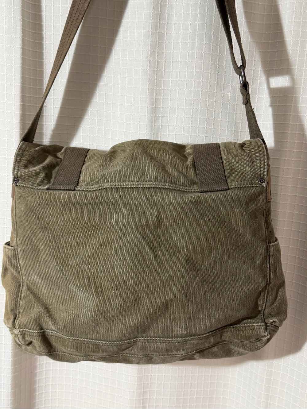 Fossil men’s laptop crossbody Canvas Messenger Bag VTG army green 90s travel - Picture 4 of 9